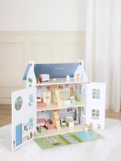 Alice & Fox Dukkehus med Møbler & 4 Dukker, Blå