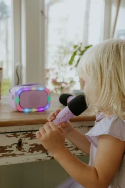 Lalarma Karaokesæt med LED-lys & 2 Mikrofoner, Lilla