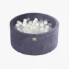 Meowbaby Rund Boldbassin Velour 40x90, Blågrå